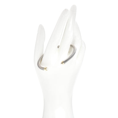 David Yurman Sterling Silver 14K Yellow Gold Pearl 5mm Cable Classics Petite Color Bracelet 2 of 4