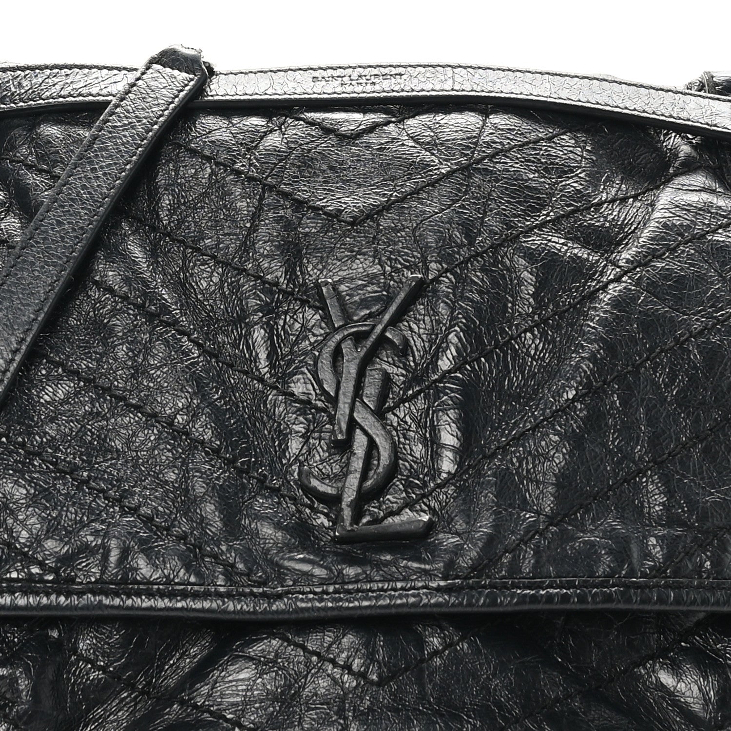Saint Laurent Crinkled Calfskin Matelasse Monogram Large Niki Chain Satchel Black 8 of 10