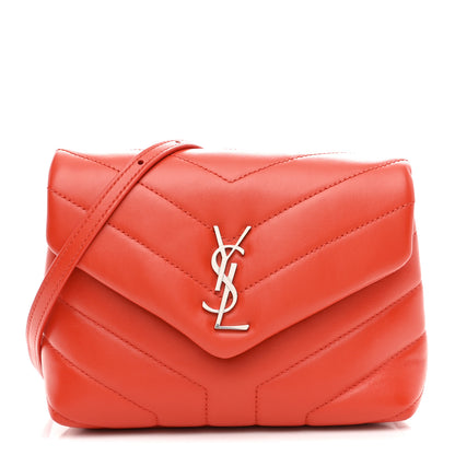 Saint Laurent Calfskin Y Quilted Monogram Toy Loulou Crossbody Bag Coral 1 of 10