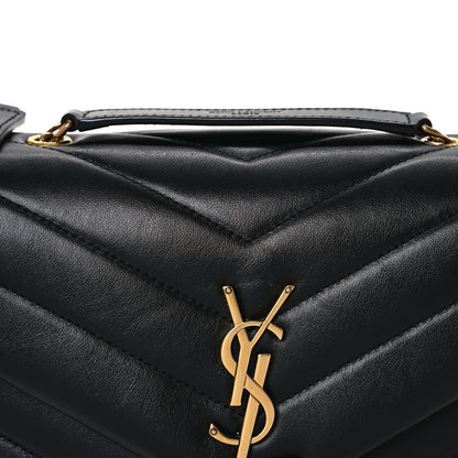 Saint Laurent Calfskin Y Quilted Monogram Small Loulou Chain Satchel Black 9 of 12