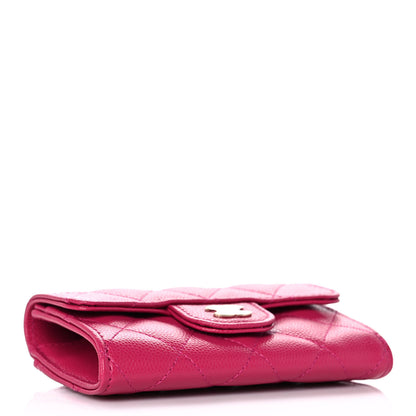 Chanel Caviar Quilted Flap Card Holder Wallet Fuchsia 4 of 12