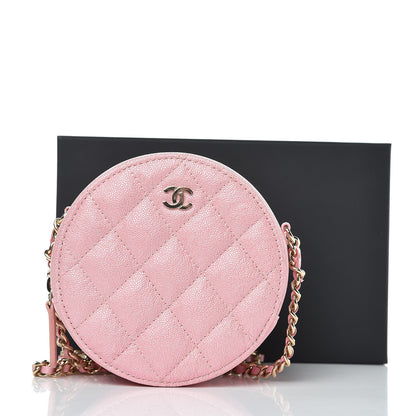 Chanel Iridescent Caviar Quilted Round Clutch With Chain Pink 8 of 8
