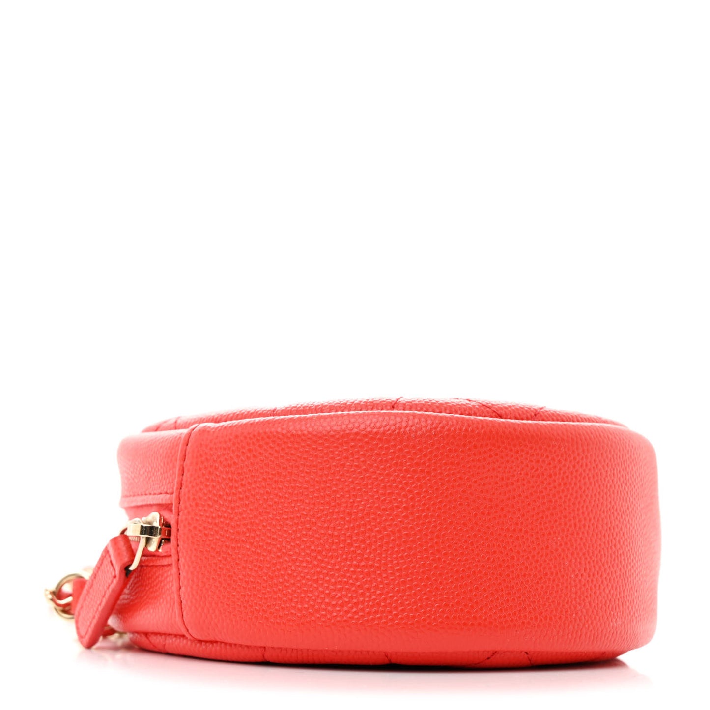 Caviar Quilted Round Clutch With Chain Red