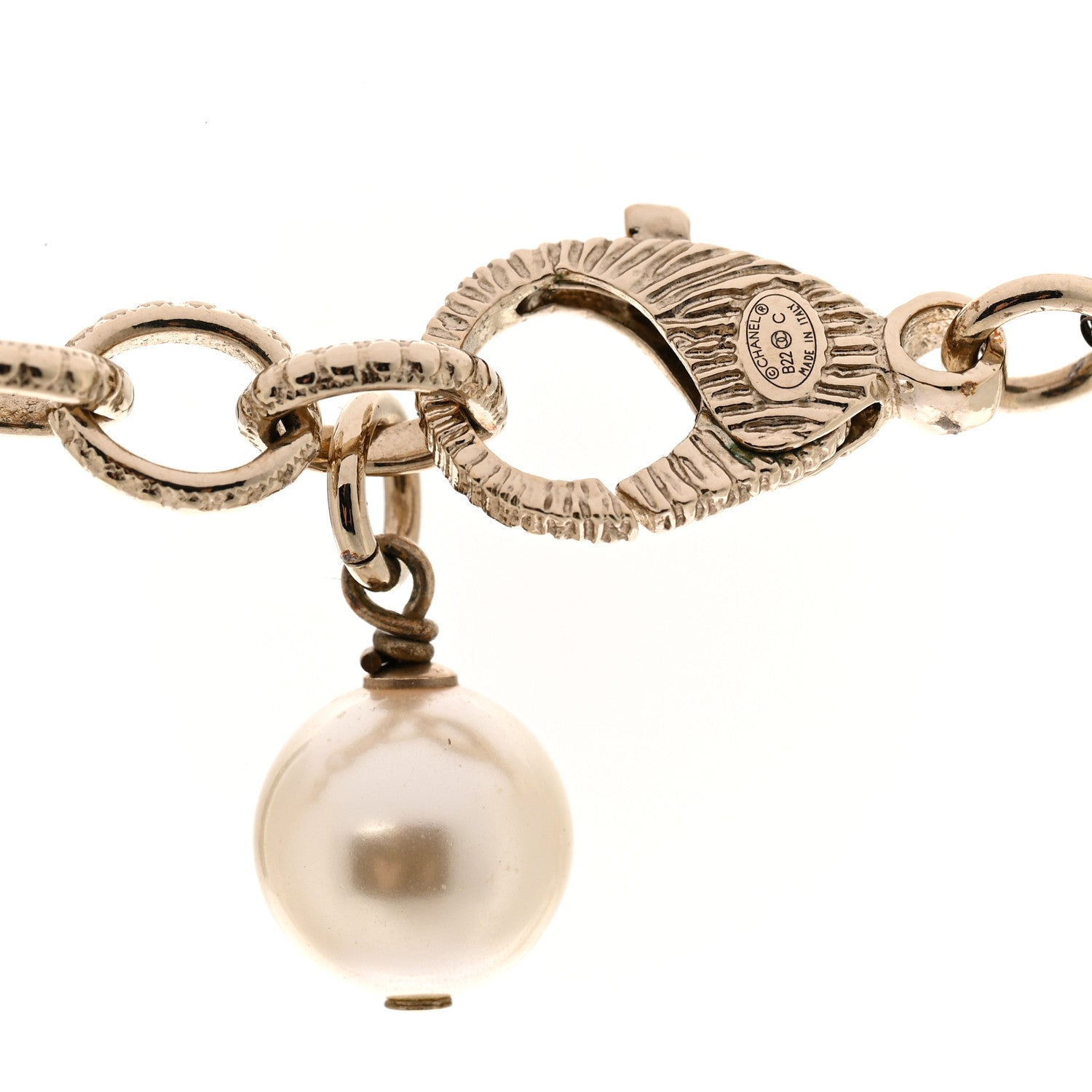 Chanel Pearl Crystal CC Camellia Short Necklace Gold 5 of 7