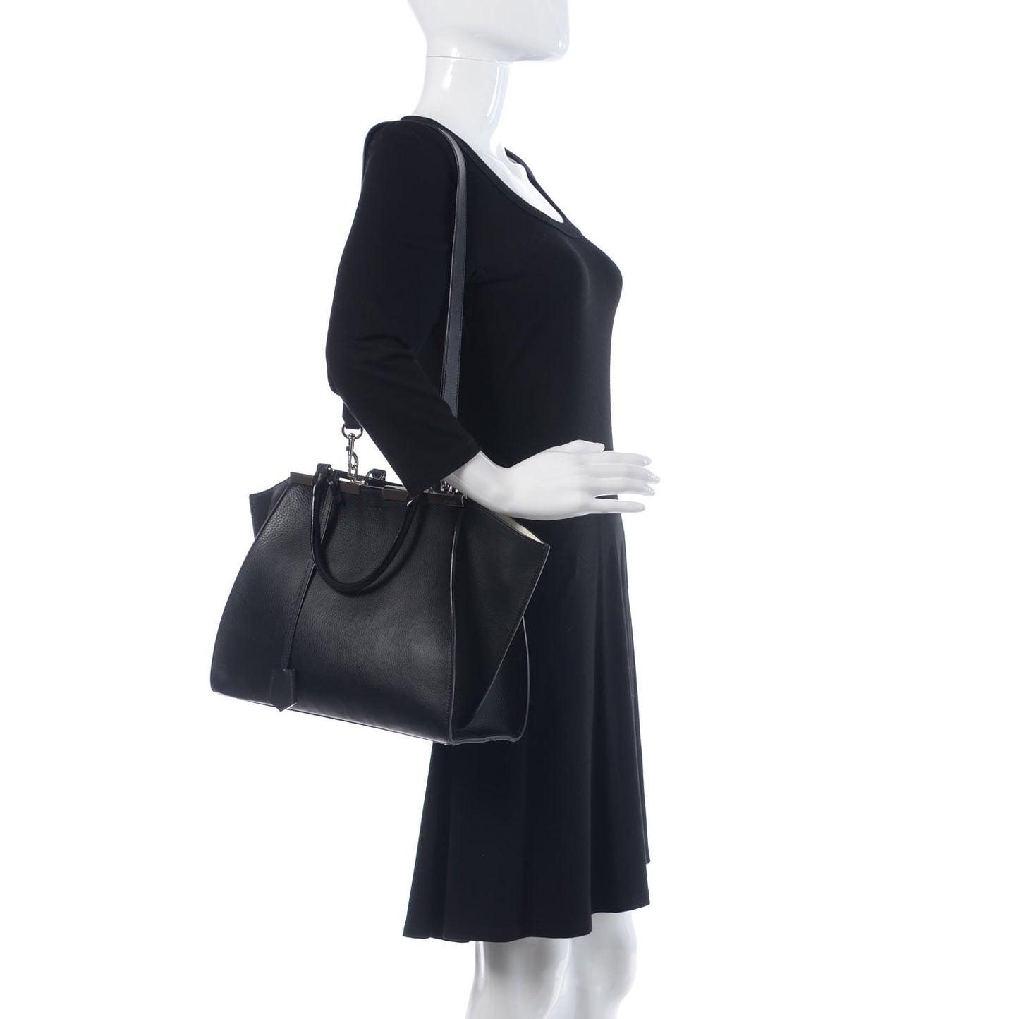 Vitello Dolce Shiny Nappa Petite 3Jours Tote Black