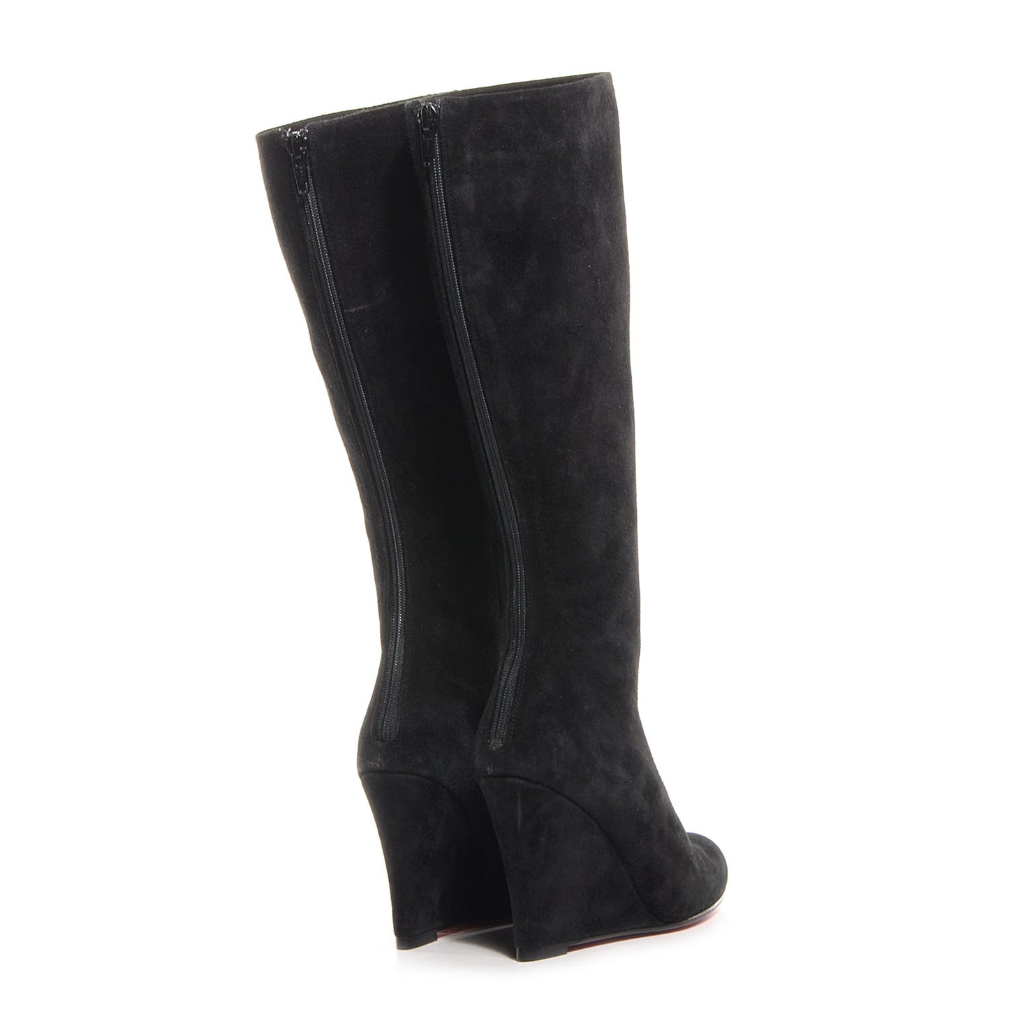 Suede Melissa Botta Knee High Wedge Boots 35.5 Black