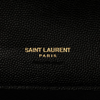 Saint Laurent Grain De Poudre Matelasse Chevron Monogram Envelope Clutch Black 6 of 8