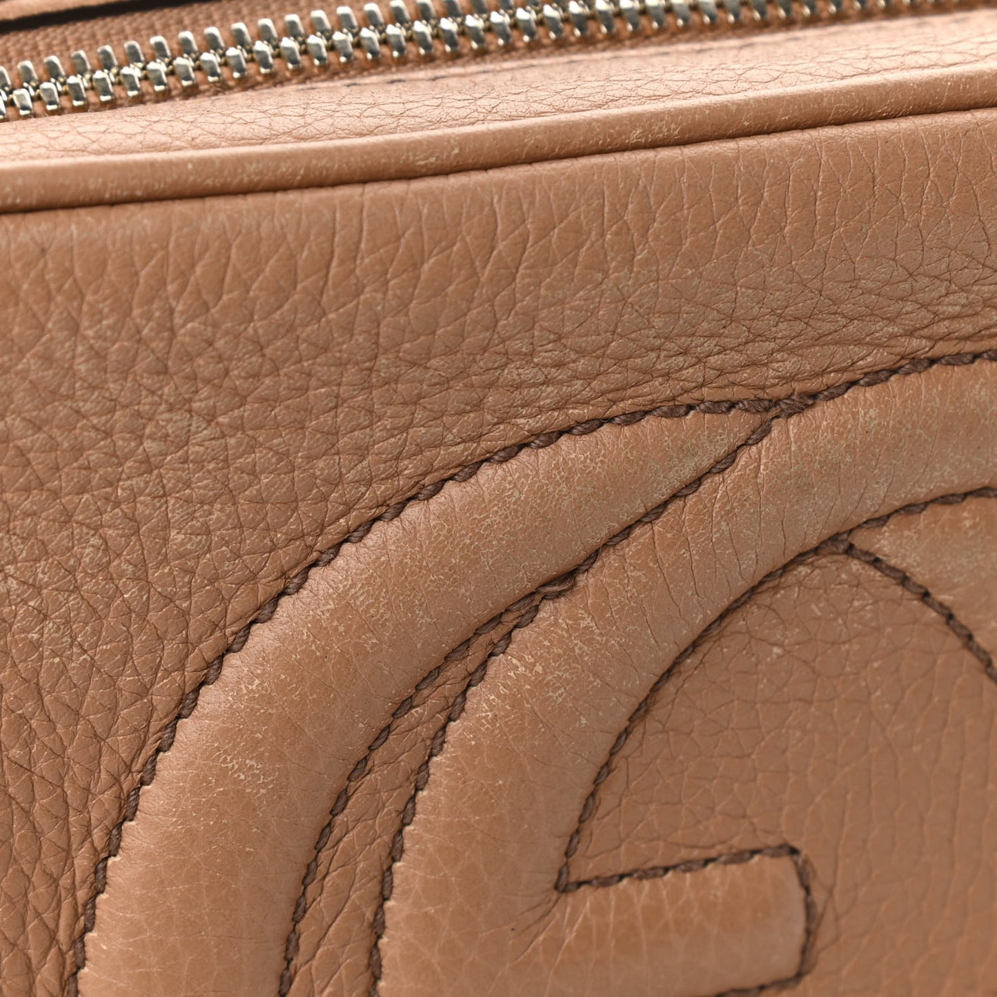 Pebbled Calfskin Small Soho Disco Bag Camelia