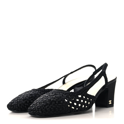 Chanel Satin Braided Slingback Flats 39.5 Black 4 of 9