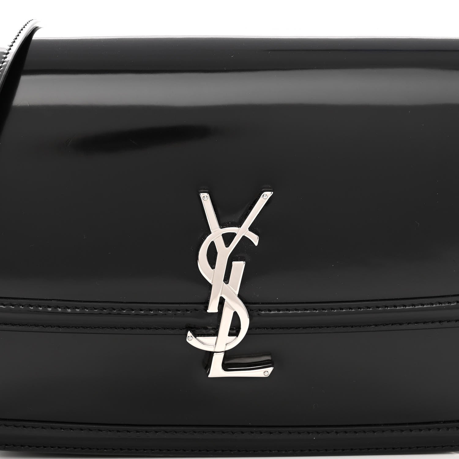 Saint Laurent Glazed Calfskin Monogram Medium Solferino Satchel Black 7 of 9