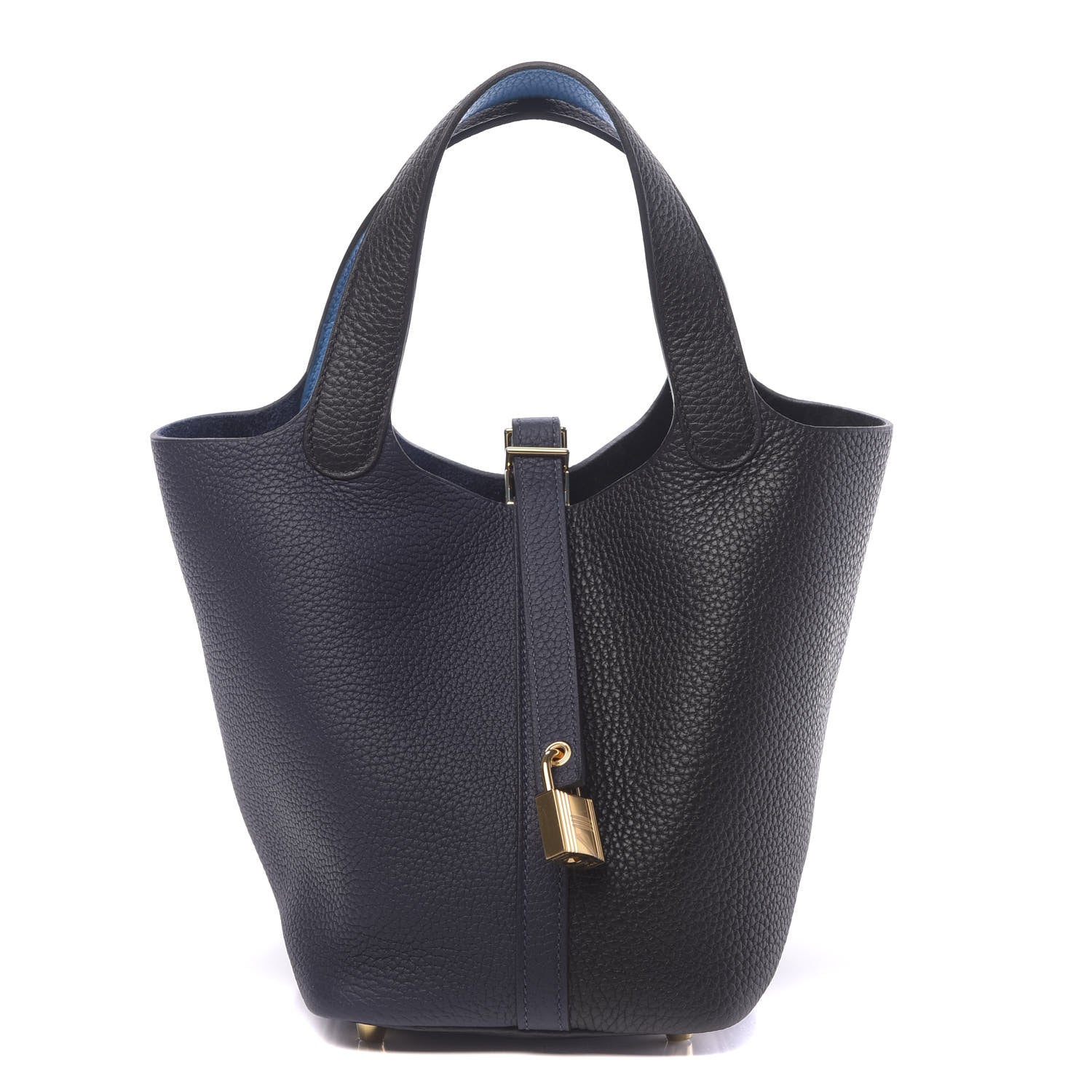 Hermes Taurillon Clemence Casaque Picotin Lock 18 PM Bleu Nuit Black Blue Frida 1 of 11