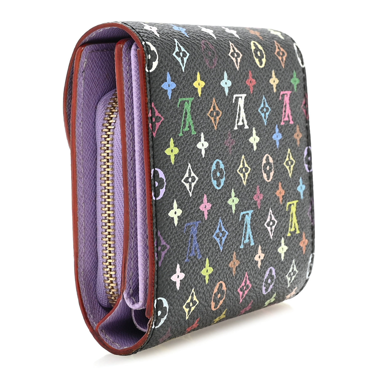 Louis Vuitton Monogram Multicolor Joey Wallet Black Violet 3 of 7