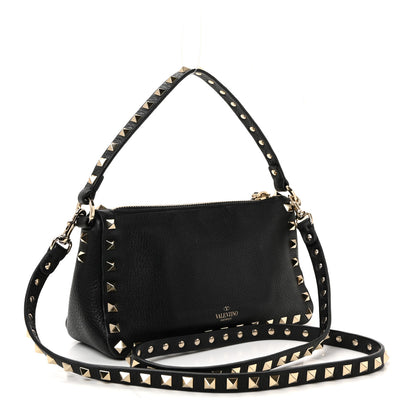 Valentino Garavani Pebbled Calfskin Small Rockstud Flip Lock Shoulder Bag Black 3 of 9