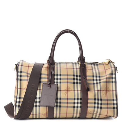 Burberry Haymarket Check Duffle Bag Dark Brown 1 of 9