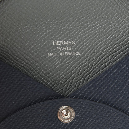 Hermes Epsom Verso Calvi Card Case Bleu Indigo Vert Amande 6 of 7