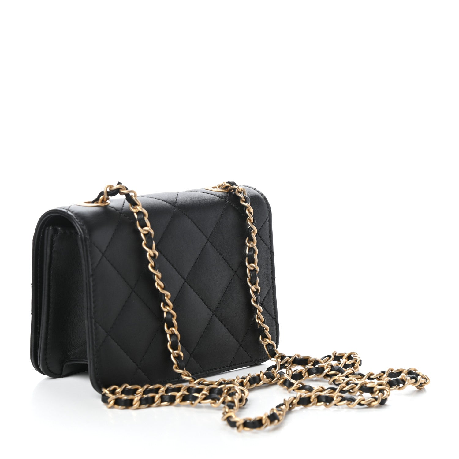 Chanel Calfskin Quilted Crystal Pearl Mini Flap Bag Black 3 of 10