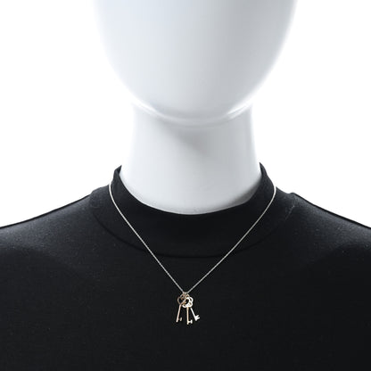 Tiffany 18K Yellow Rose Gold Sterling Silver Mini Heart Trefoil Key Pendant Necklace 2 of 4