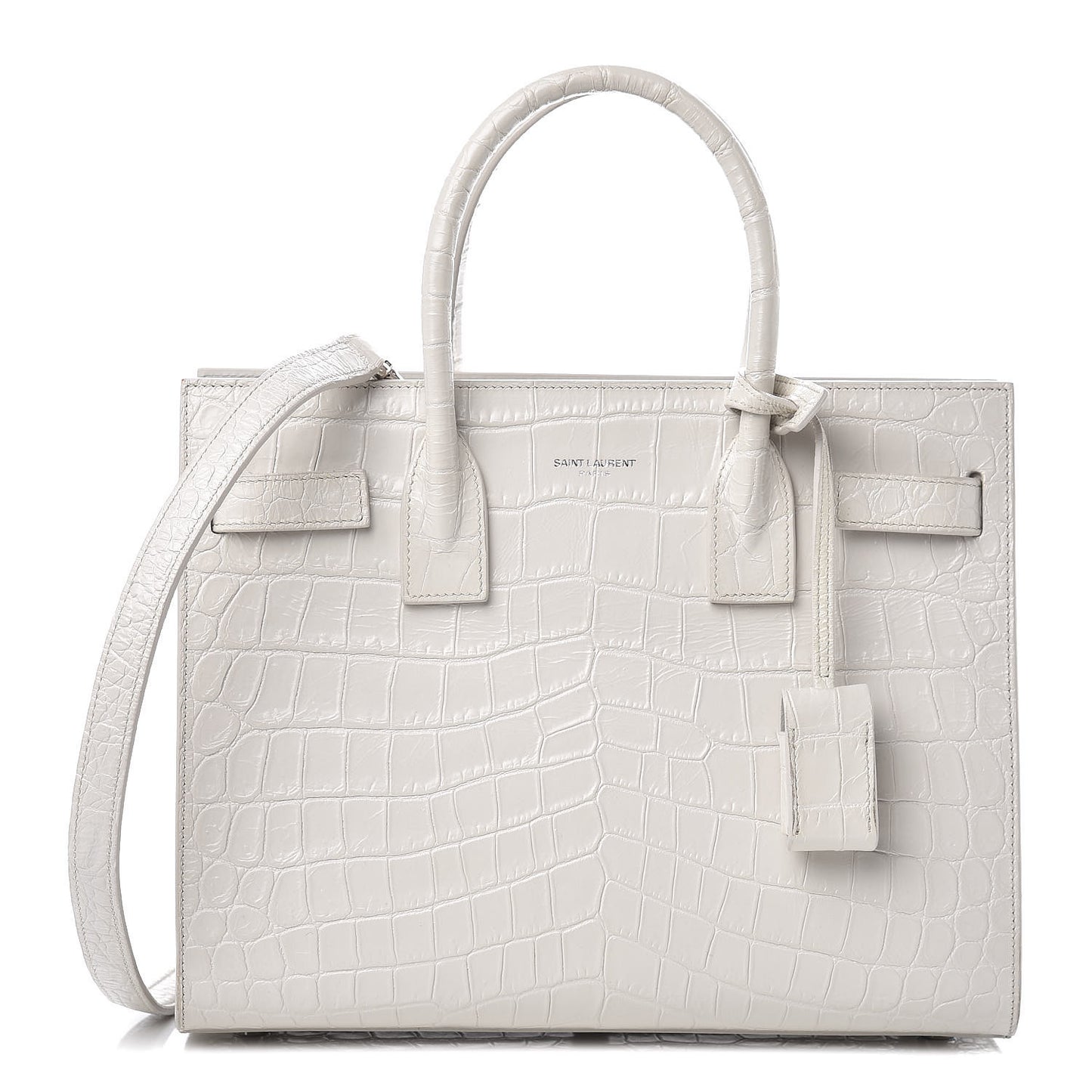 Calfskin Crocodile Embossed Baby Sac De Jour Gris Perle
