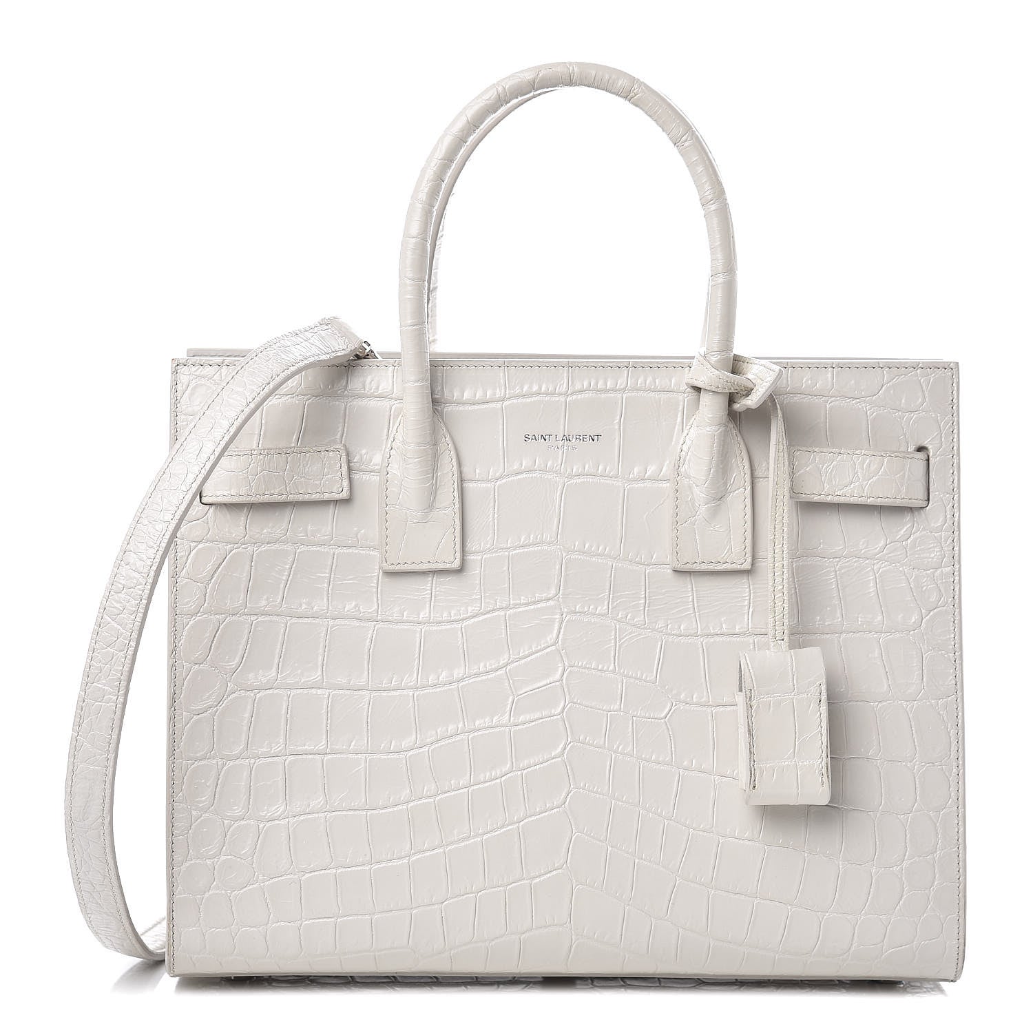 Saint Laurent Calfskin Crocodile Embossed Baby Sac De Jour Gris Perle 1 of 11