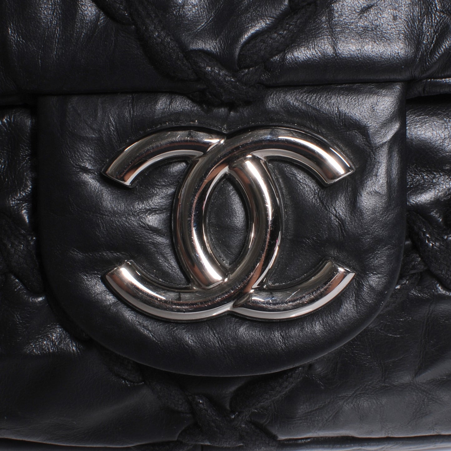 Calfskin Ultra Stitch Oversize Flap Black