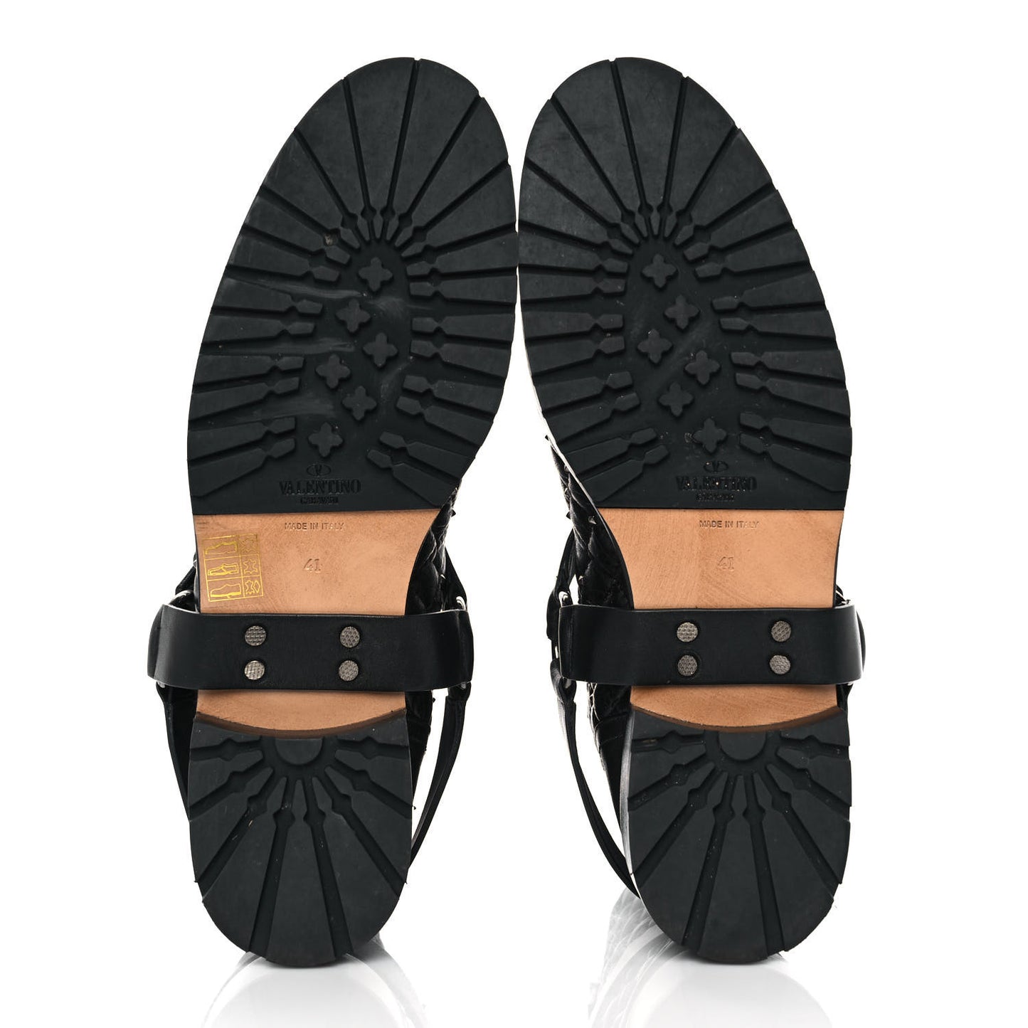 Crackled Lambskin Rockstud Spike 20mm Combat Boots 41 Black