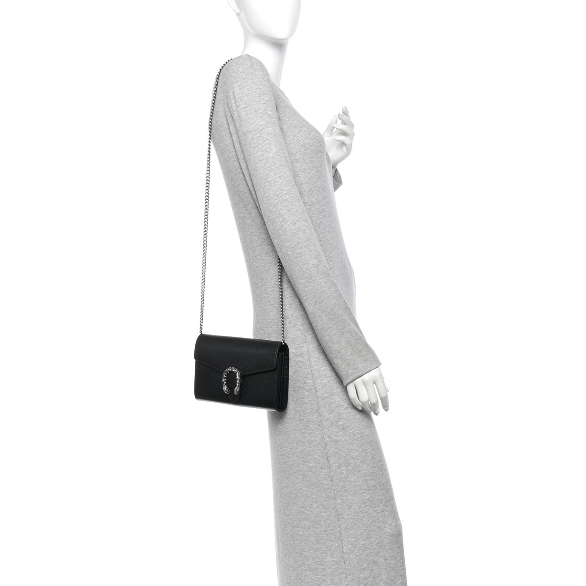 Calfskin Mini Dionysus Chain Wallet Black