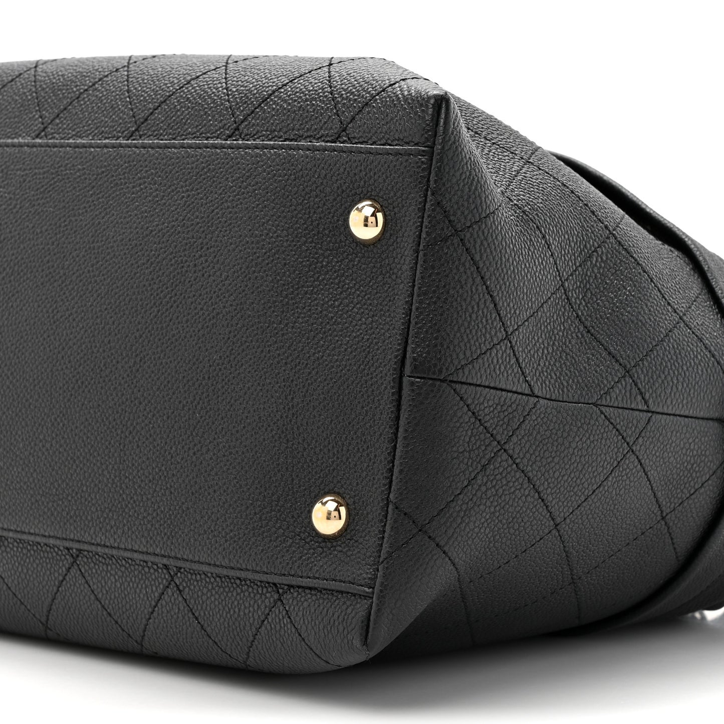 Crumpled Grained Calfskin Zip and Carry Shopping Tote Black