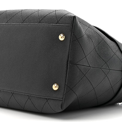 Chanel Crumpled Grained Calfskin Zip and Carry Shopping Tote Black 9 of 11