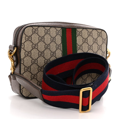 Gucci GG Supreme Monogram Textured Dollar Calfskin Web Ophidia Wristlet Shoulder Bag Beige Ebony New Acero 3 of 9