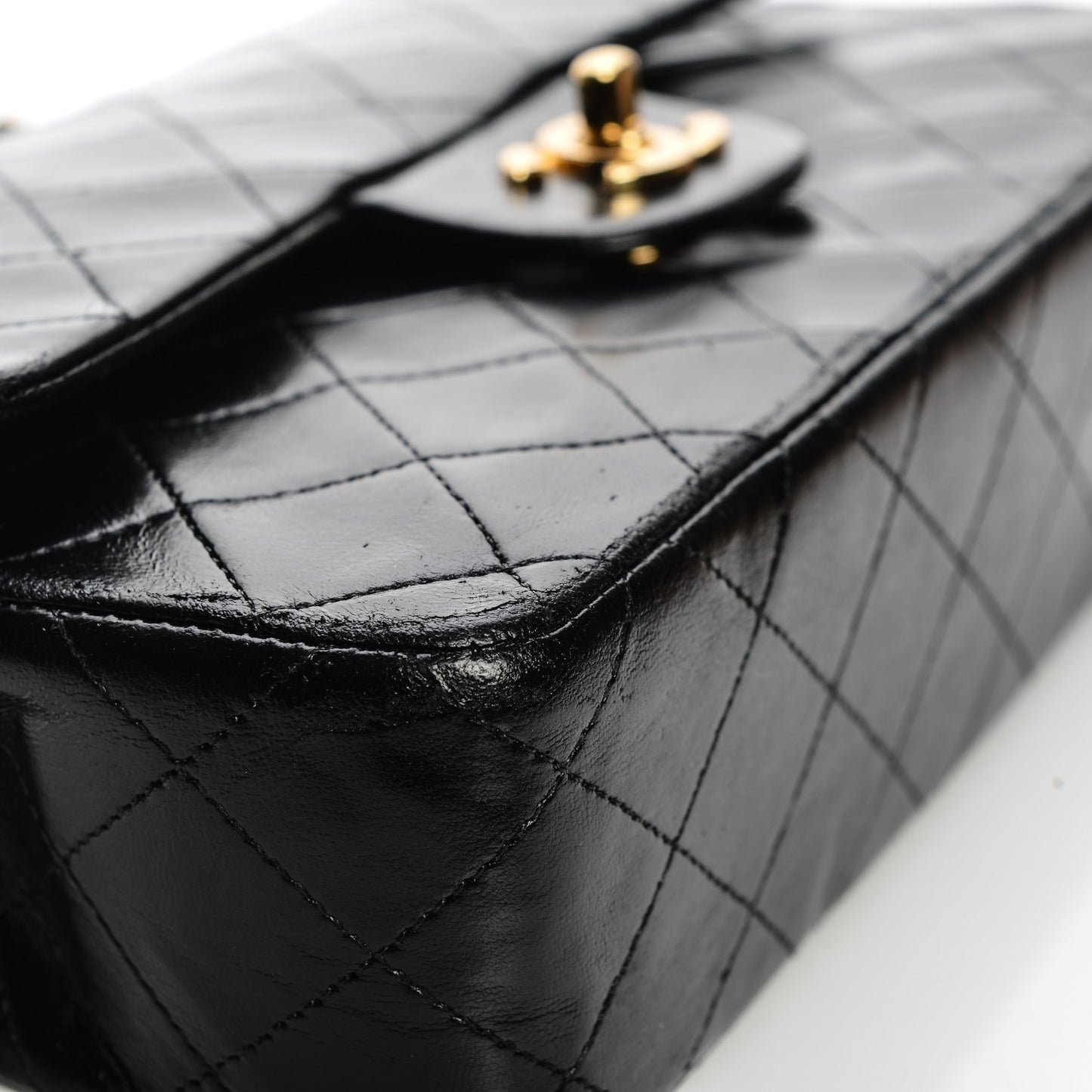 Lambskin Quilted Small Double Flap Black