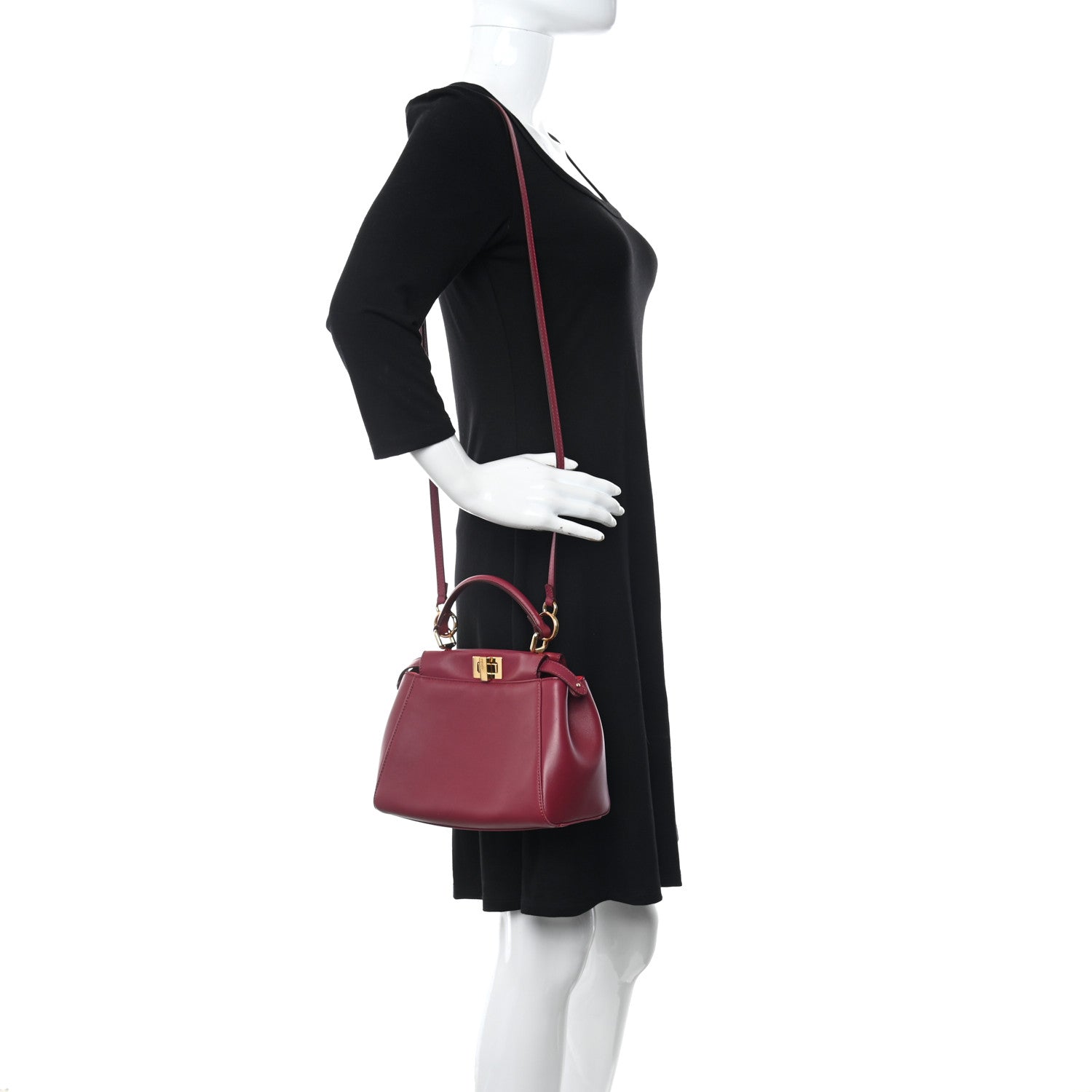 Fendi Nappa Monster Eyes Mini Peekaboo Iconic Satchel Amarena Fiamma 2 of 13