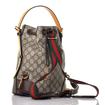 Gucci GG Supreme Monogram Neo Vintage Drawstring Bucket Backpack Beige New Acero Crop 2 of 9