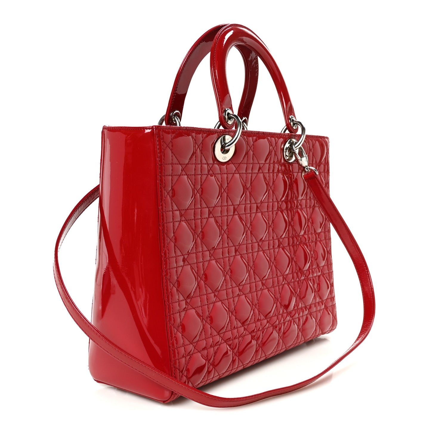 Patent Cannage Large Lady Dior Red