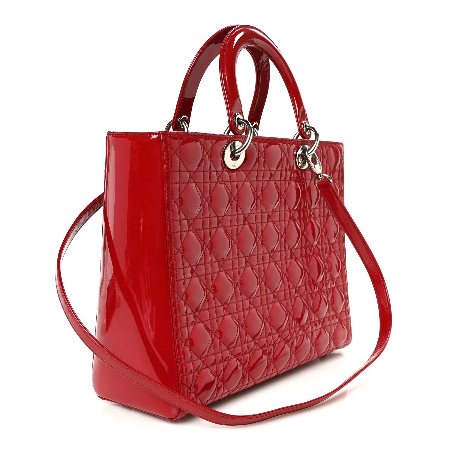 Christian Dior Patent Cannage Large Lady Dior Red 2 of 9