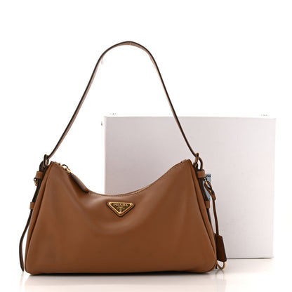Prada Soft Calfskin Medium Aimee Shoulder Bag Caramel 11 of 11