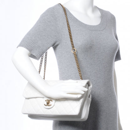 Chanel Calfskin CC Crown Medium Flap White 2 of 9