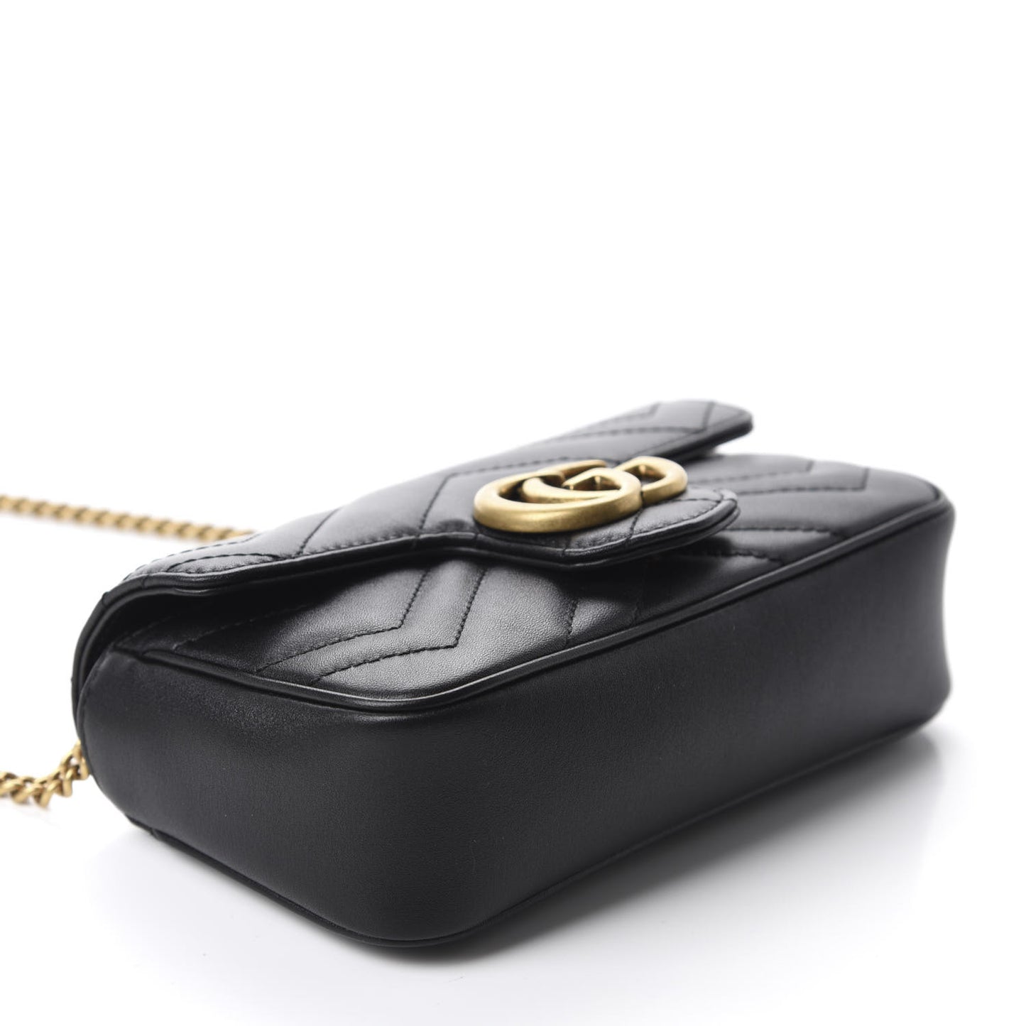 Calfskin Matelasse Super Mini GG Marmont Shoulder Bag Black