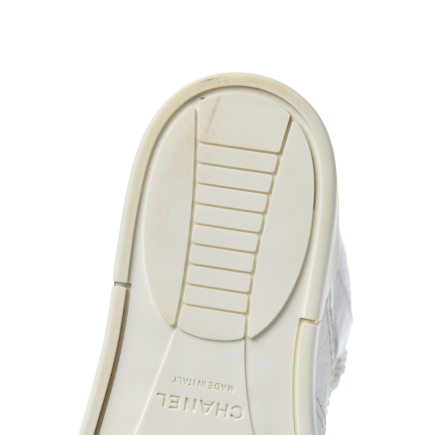 Chanel Calfskin Crocodile Embossed Cocodile High Top Sneakers 36 White 14 of 14