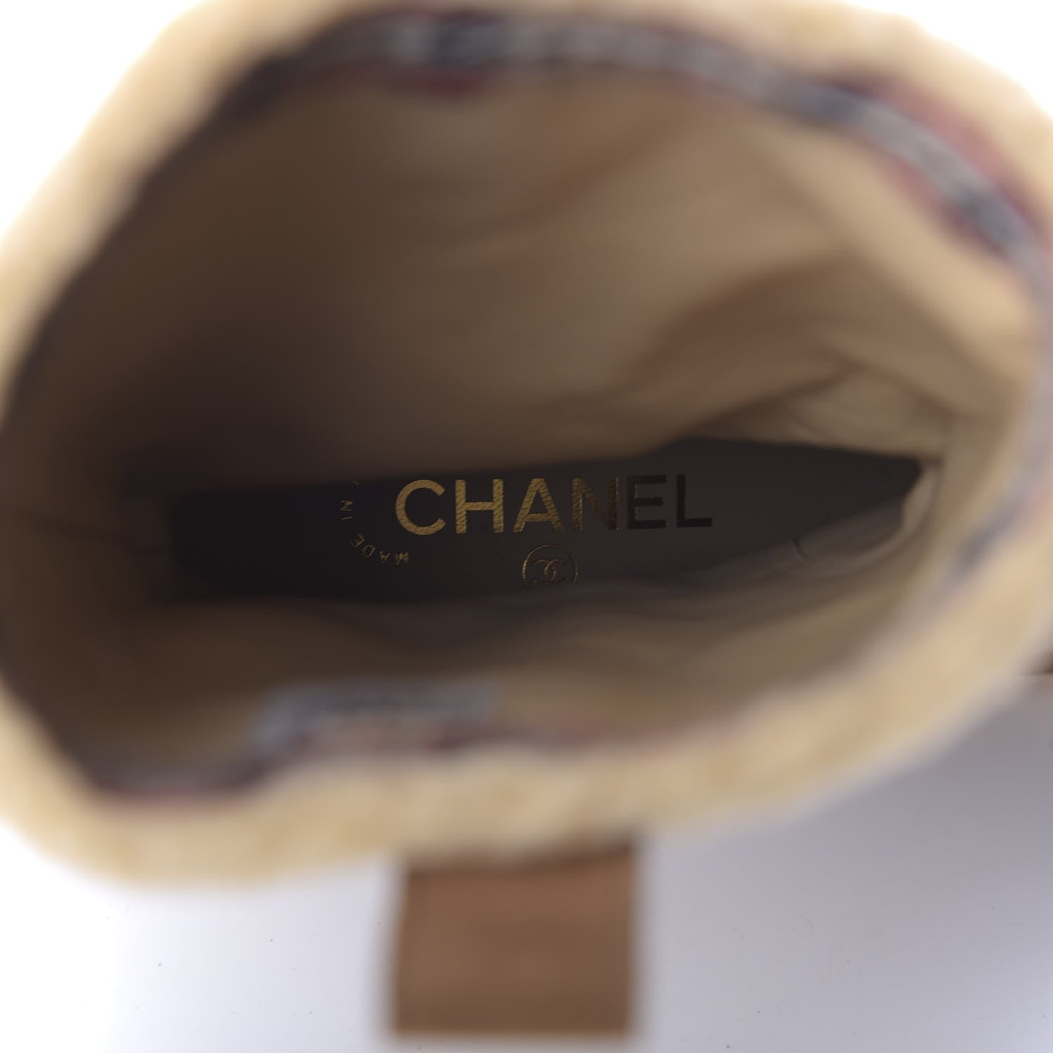 Chanel Shearling Suede Calfskin High Boots 37 Brown Beige 7 of 9