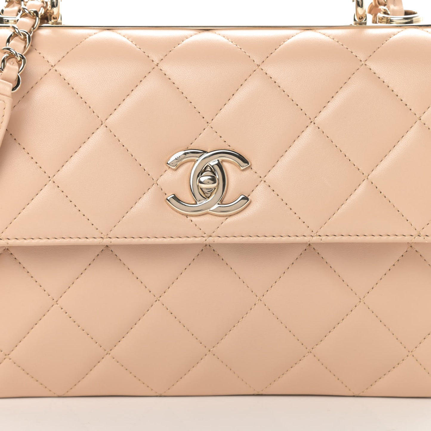 Lambskin Quilted Small Trendy CC Dual Handle Flap Bag Beige