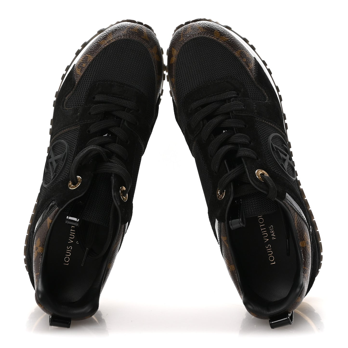 Suede Monogram Run Away Sneakers 37 Black