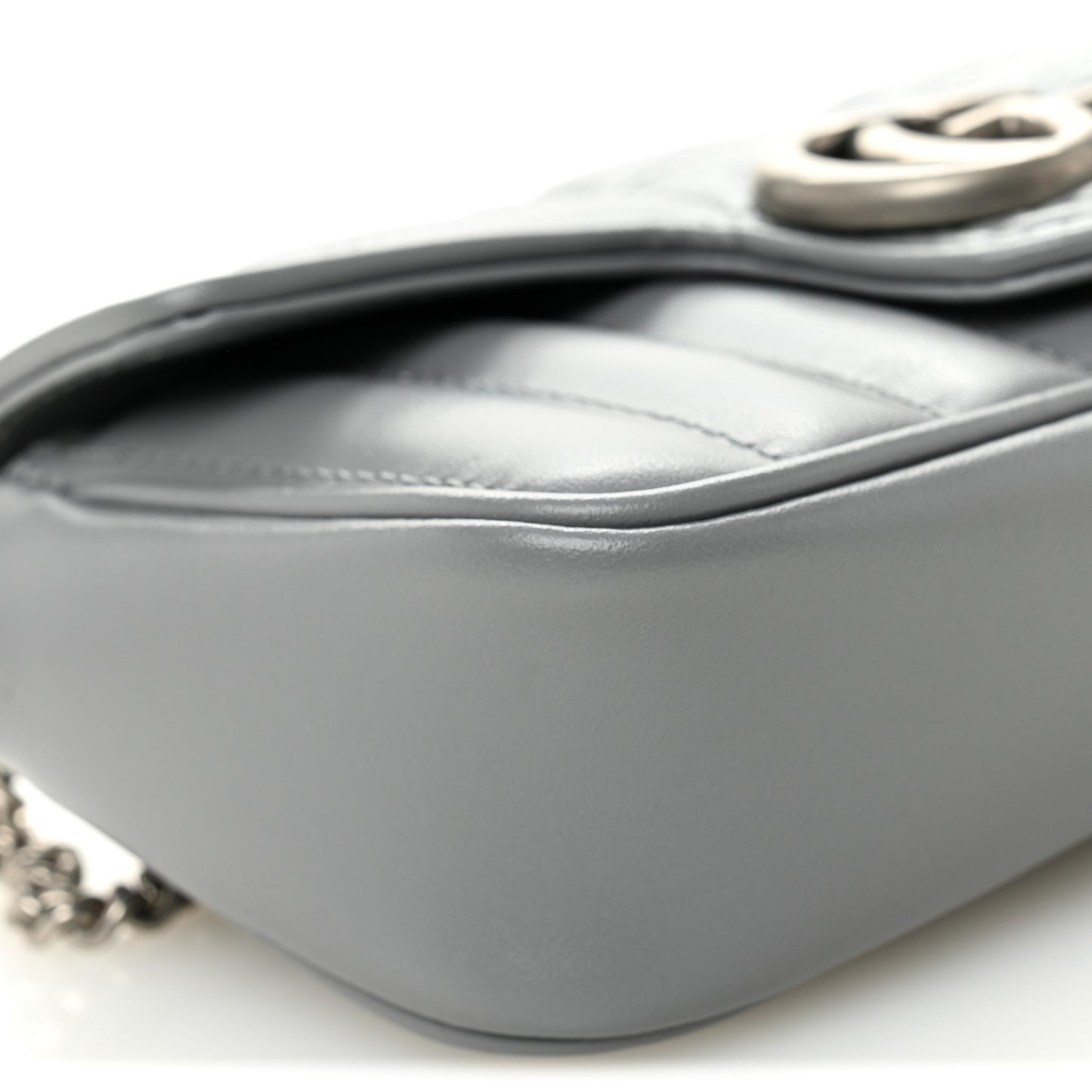 Calfskin Matelasse Aria Super Mini GG Marmont Shoulder Bag Deep Grey