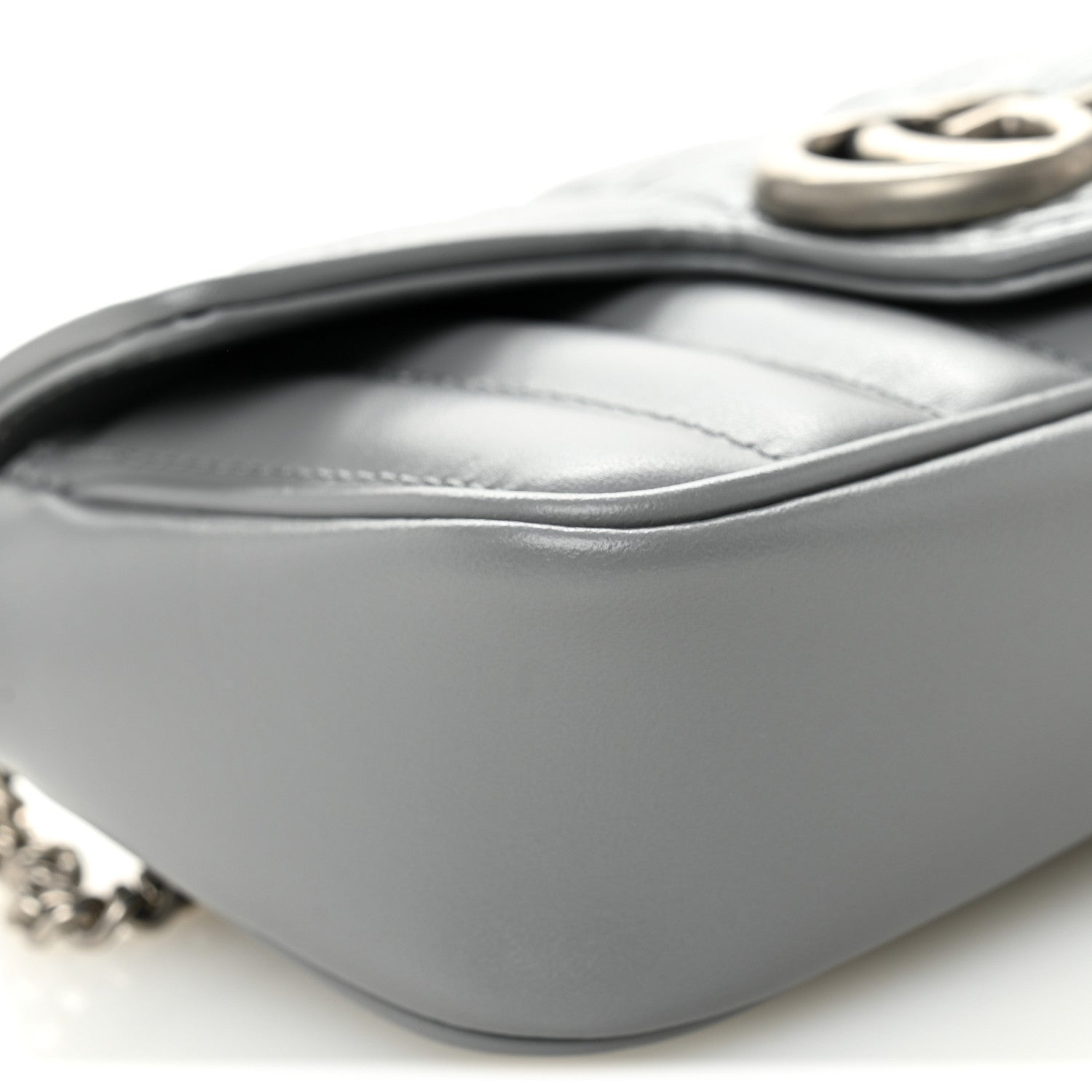 Gucci Calfskin Matelasse Aria Super Mini GG Marmont Shoulder Bag Deep Grey 9 of 11