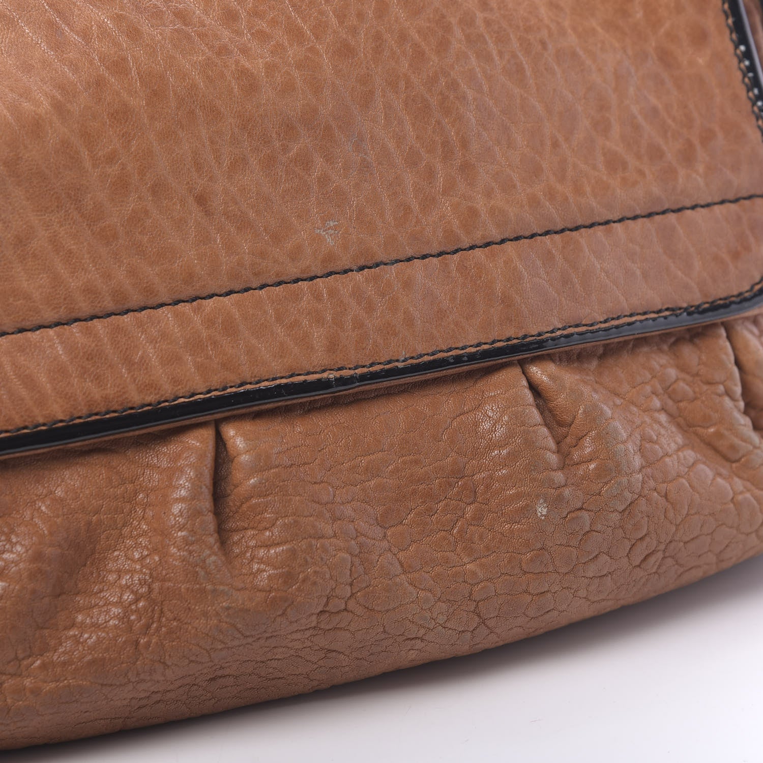 Fendi Nappa Patent B Bis Flap Bag Osso Black 13 of 16