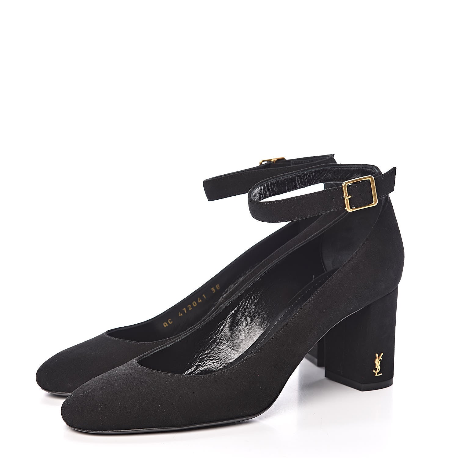 Saint Laurent Suede Loulou 70 Ankle Strap Pumps 38 Black 3 of 9