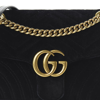 Gucci Velvet Matelasse Small GG Marmont Shoulder Bag Black 10 of 10