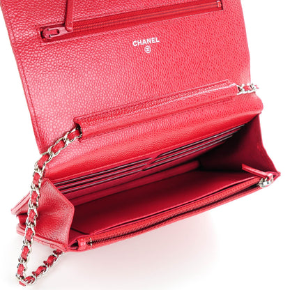 Chanel Caviar Quilted Wallet On Chain WOC Dark Pink 6 of 8