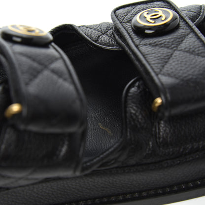 Chanel Grained Calfskin Velcro Dad Sandals 38 Black 9 of 23