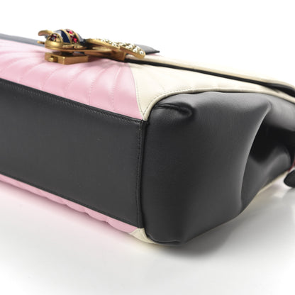 Gucci Calfskin Bamboo Trapuntata Queen Margaret Top Handle Bag Blue Agata Hibiscus Red Mystic White Sugar Pink 8 of 11