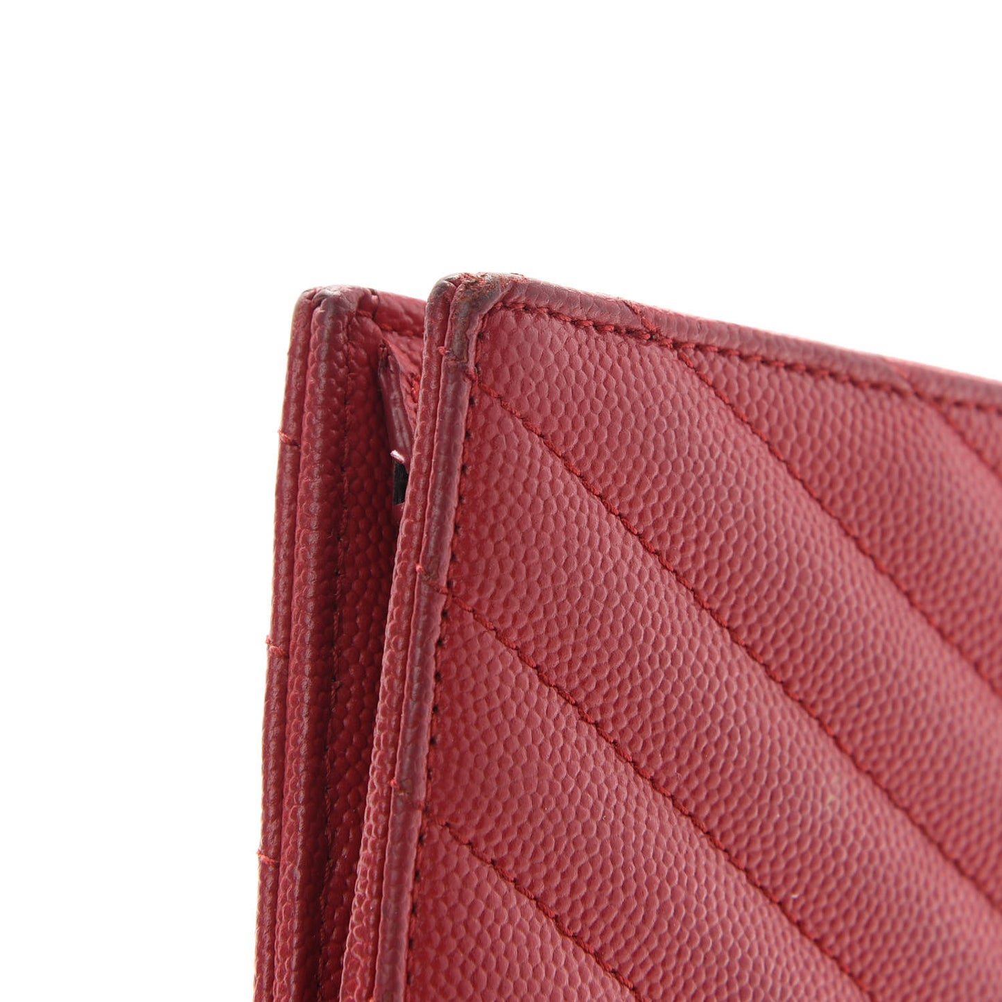 Grain De Poudre Matelasse Chevron Monogram Envelope Chain Wallet New Red